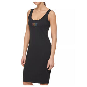 DKNY SPORT Pride Rainbow Black Logo Tank Dress NWT